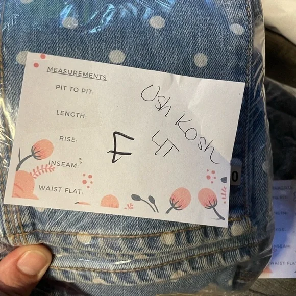 Oshkosh B’gosh Vintage polkadot Girls blue denim cottagecore cute overall 4T - Picture 7 of 7